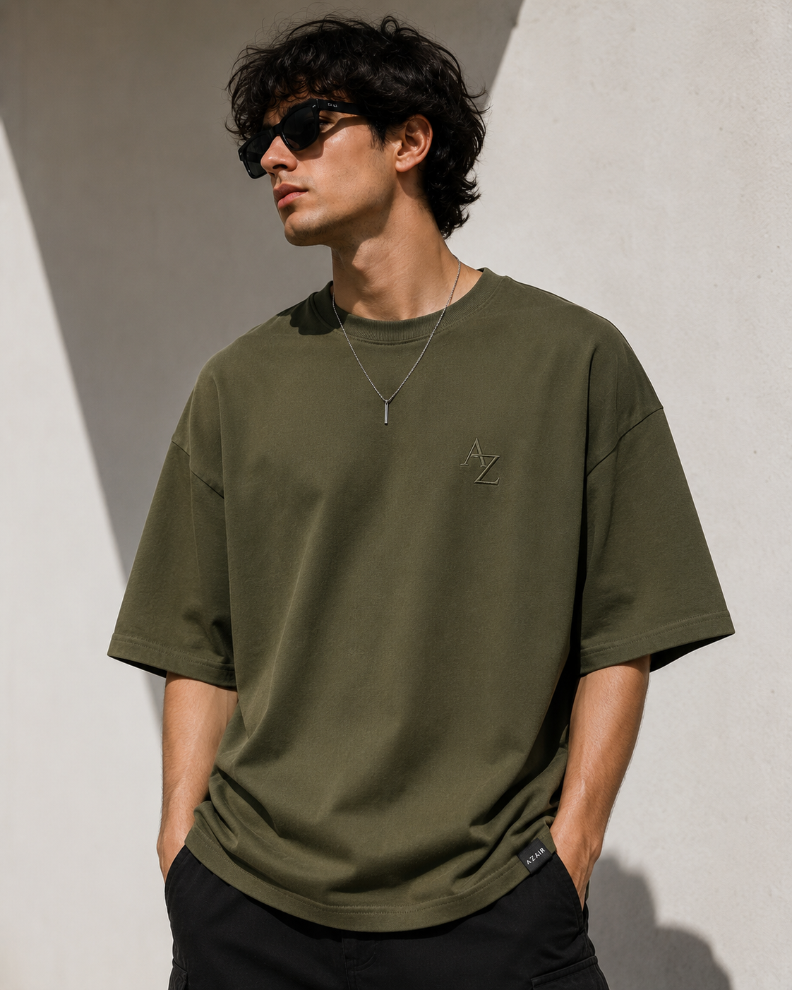 A'ZAIR Relaxed Fit T-Shirt – Olive Green